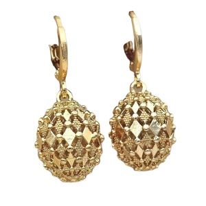 14K Gold Plated Sterling Silver Chunky Round Ball Womens Earrings NEW